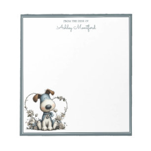Süßer Welpe-Hund Notizblock mit individuellem Name