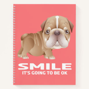 Süßer Welpe Hund Rosa Cartoon Bulldogge Notizblock