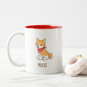 Süßer Welpe Hund Shiba Inu Benutzerdefinierter Nam Zweifarbige Tasse