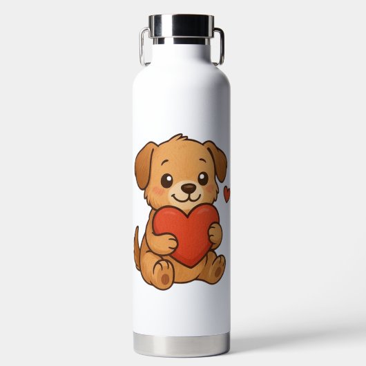 Süßer Welpe/Hund Valentinstag Trinkflasche (Vorderseite)