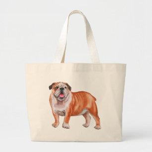 Süßer Welpe Hund Wasserfarbe Cartoon Bulldogge Jumbo Stoffbeutel