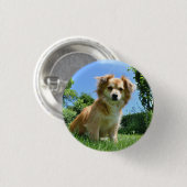 Süßer Welpe im Garten Foto Button (Vorne & Hinten)