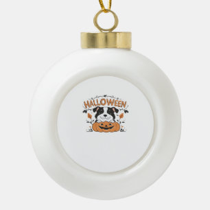Süßer Welpe im Kürbis Halloween-Hunde-Illustration Keramik Kugel-Ornament