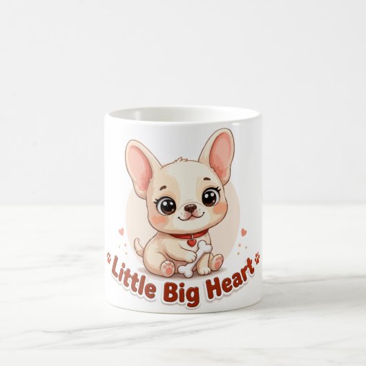 Süßer Welpe, kleines großes Herz Kaffeetasse (Mittel)