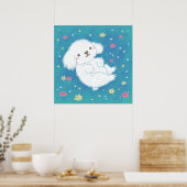 Süßer Welpe mit Blumen Poster (Küche)