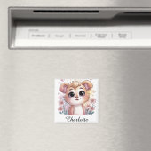 Süßer Welpe mit Frühlingsblumen und Herzen Magnet (In Situ (Geschirrspüler))