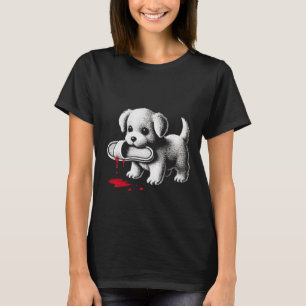 Süßer Welpe mit Pantoffel-Shirt Dunkler Humor Hund T-Shirt