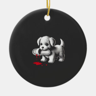 Süßer Welpe mit Pantoffelhemd Dark Humor Hunde Lie Keramik Ornament
