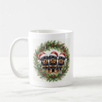 Süßer Welpe Rottweiler Weihnachtstasse Kaffeetasse