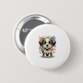 Süßer Welpe Splash Gravur Vektor Design_1 Button (Vorne & Hinten)