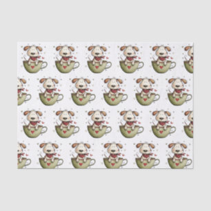 Süßer Welpe Teetasse Herz Bandana Whimsical Seidenpapier