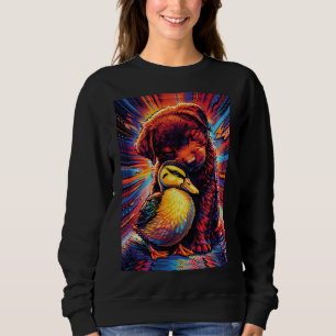 Süßer Welpe und Entlein Umarmen Pop Art Sweatshirt