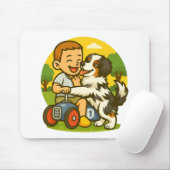 Süßer Welpe und Kind Spielzeit Mousepad (Mit Mouse)