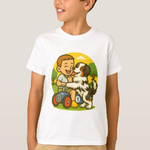 Süßer Welpe und Kind Spielzeit T-Shirt