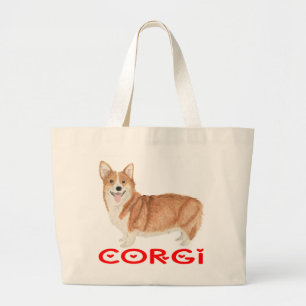 Süßer Welpe Wasserfarbe Pembroke Welsh Corgi Jumbo Stoffbeutel