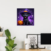Süßer Welpen-Hexenhut Halloween 🐶 Poster (Heimbüro)