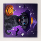 Süßer Welpen-Hexenhut Halloween 🐶 Puzzle (Horizontal)