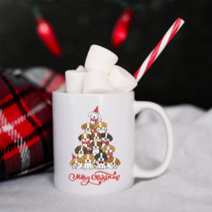 Süßer Welpen-Hund-Weihnachtsbaum-Stack  Kaffeetasse