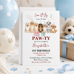 Süßer Welpen-Junge 1. Geburtstag Pawty Time Erst Einladung