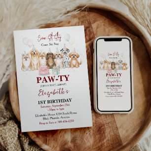Süßer Welpen-Junge 1. Geburtstag Pawty Time Erst Einladung