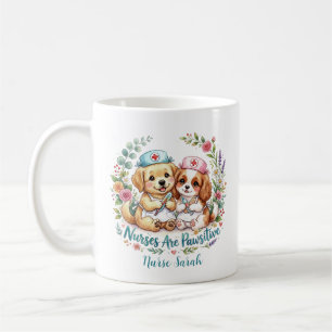 Süßer Welpen-Krankenschwester Pawsitive Aquarell P Kaffeetasse