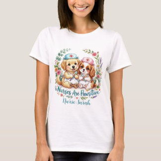 Süßer Welpen-Krankenschwester-Pawsitive-Aquarell-P T-Shirt