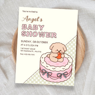 Süßer Welpen-Kuchen-Baby-Party Einladung