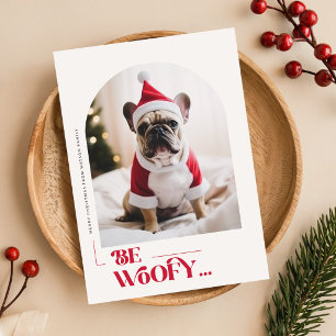 Süßer Welpen-Weihnachtsmann-Hut-Hunde-Foto-Weihnac Feiertagspostkarte