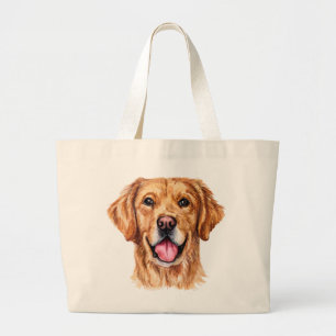 Süßer Welpenhund-Mama Wasserfarbe Golden Retriever Jumbo Stoffbeutel