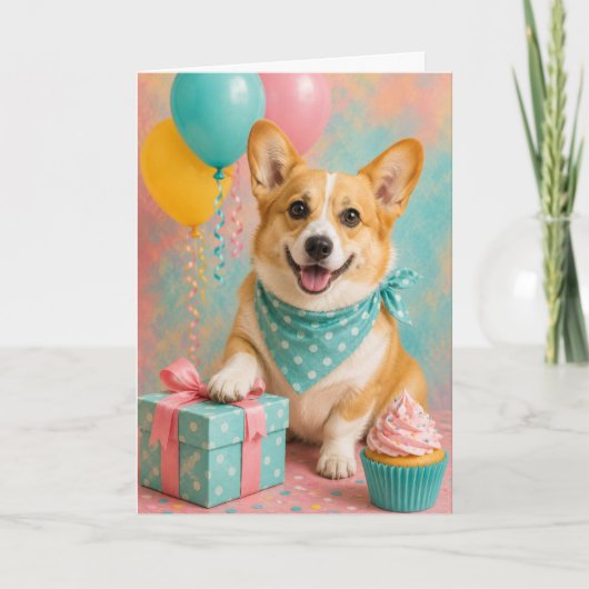 Süßer Welsh Corgi Geburtstag Karte (Vorderseite)
