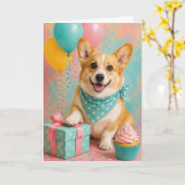 Süßer Welsh Corgi Geburtstag Karte (Gelbe Blume)