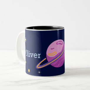 Süßer Weltraum äußeres Sonnensystem personalisiert Zweifarbige Tasse