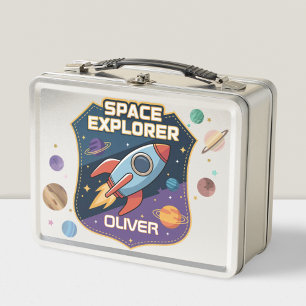 Süßer Weltraumforscher-Abzeichen Metall Brotdose