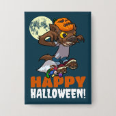 Süßer Werwolf Frohes Halloween! Süßes oder Saures Button (Vorderseite)
