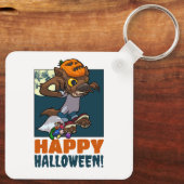 Süßer Werwolf Frohes Halloween! Süßes oder Saures Schlüsselanhänger (Rückseite)