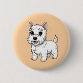 Süßer West Highland White Terrier Hund Beige Button (Vorderseite)