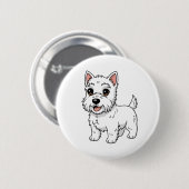 Süßer West Highland White Terrier Hund Button (Vorne & Hinten)