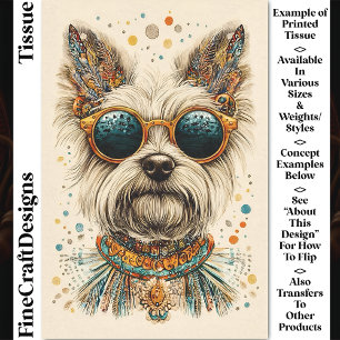 Süßer Whimsical Boho Chic Westie Hund CK7 Decoupag Seidenpapier
