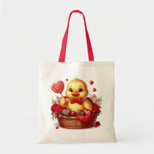 Süßer/Whimsicaler Valentinstag-Ente Tragetasche