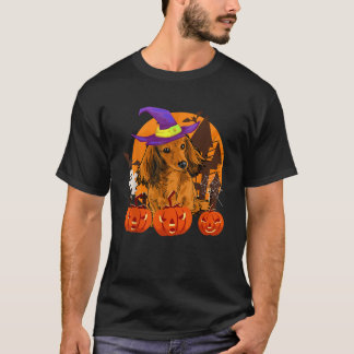 Süßer Wiener Dachshund Hexe Kürbis Hundeliebhaber  T-Shirt