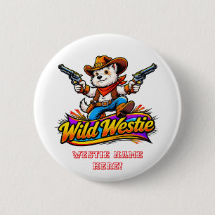 Süßer wilder Westie-Cowboy West Highland Terrier H Button