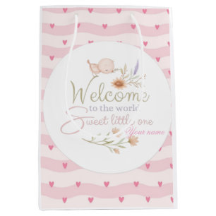 Süßer Willkommen Baby Aufkleber / Etikett Mittlere Geschenktüte