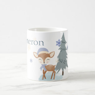 Süßer Winter Babyhirsch Junge Reh Custom Name Kaffeetasse