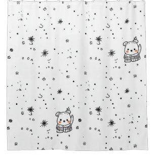 Süßer Winter Eisbär Schneeflocke Duschvorhang