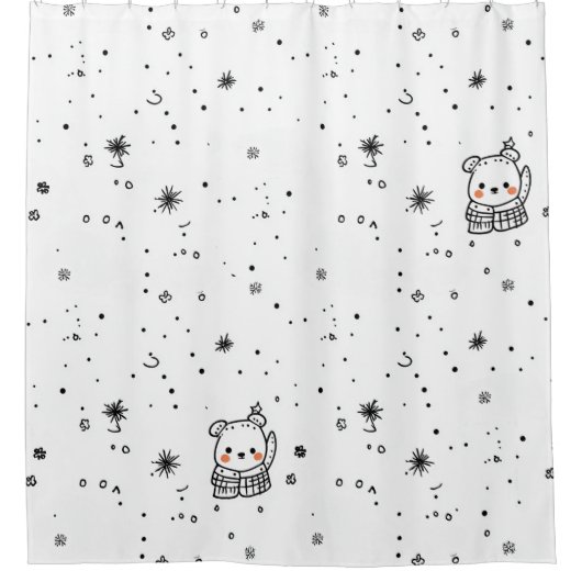 Süßer Winter Eisbär Schneeflocke Duschvorhang (Vorderseite)