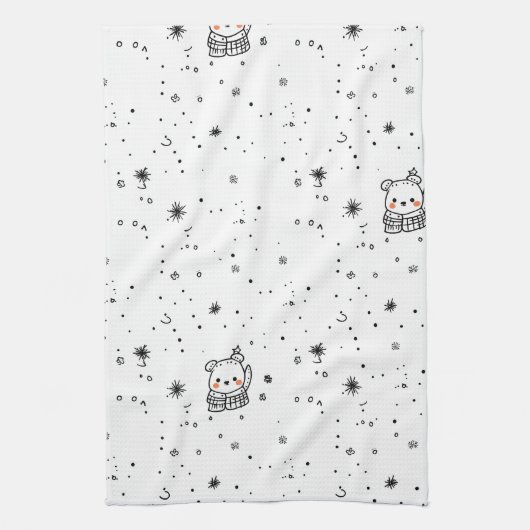 Süßer Winter Eisbär Schneeflocke Geschirrtuch (Vertikal)