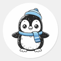 Süßer Winter-Pinguin-Aufkleber | Pinguin mit Hut