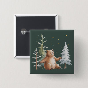 Süßer Winter Schnee Bär Whimsical Woodland Winter  Button