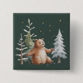 Süßer Winter Schnee Bär Whimsical Woodland Winter  Button (Vorderseite)