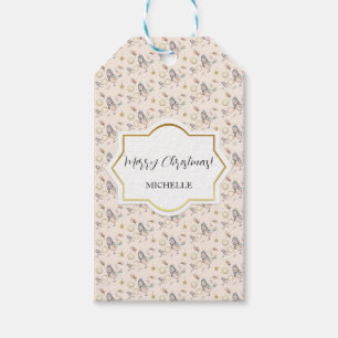 Süßer Winter Schnee Spatz Wasserfarbe Gold Geschenkanhänger